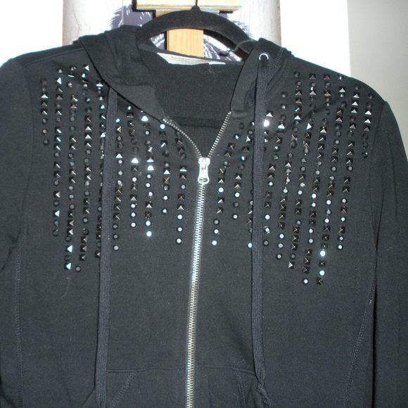 Vintage SET: Boston Proper Black w/studs Hooded Jacket & Pants  SZ: S - Picture 10 of 12